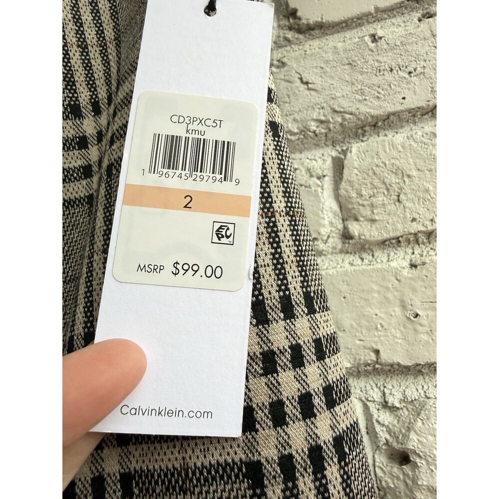 NWT Calvin Klein Elegant Plaid A- Line Shift Dress Elegant Chic Size 2 - Picture 3 of 11